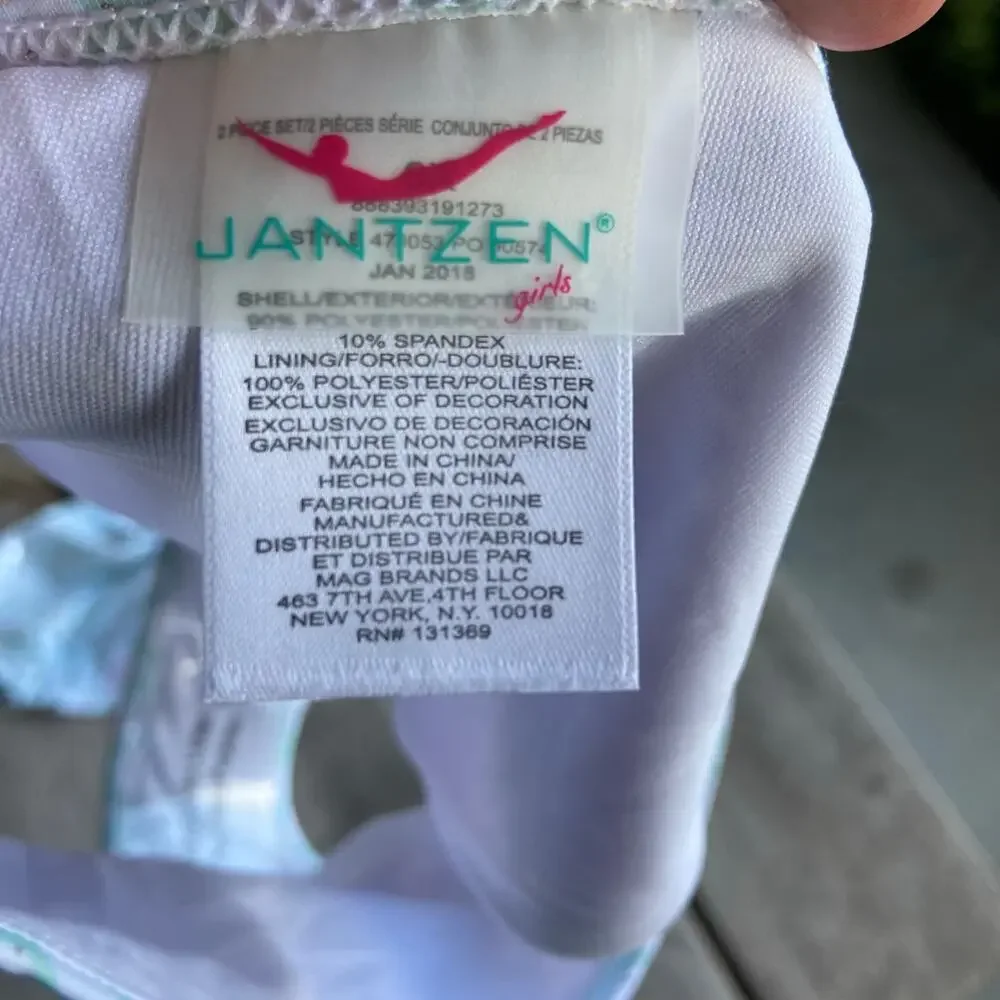 Jantzen Girls Swimsuit Size 6X Polka Dot Mermaid Lavender Mint Silver Bikini NEW